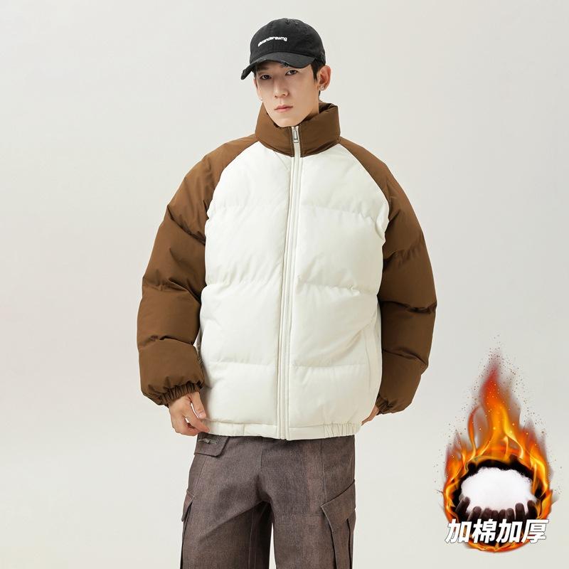 Men's stand-up collar cotton-padded clothes men's winter windproof velvet thickened cotton-padded clothes couple thickened cotton-padded