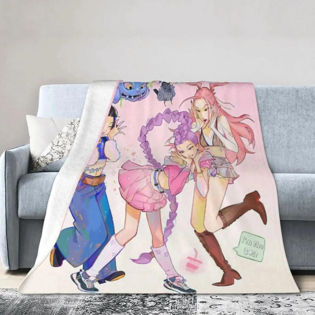 Live Kpop D-emon Hun-ter Decke, kpop Lustiges Geschenk, kuschelige K-pop Demon Hunters Huntrix Decke, von Anime inspiriert, von Huntrix inspirierte Decke