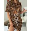 Women's Plus Size Printed Short Sleeve Round Neck Casual Breathable Dress