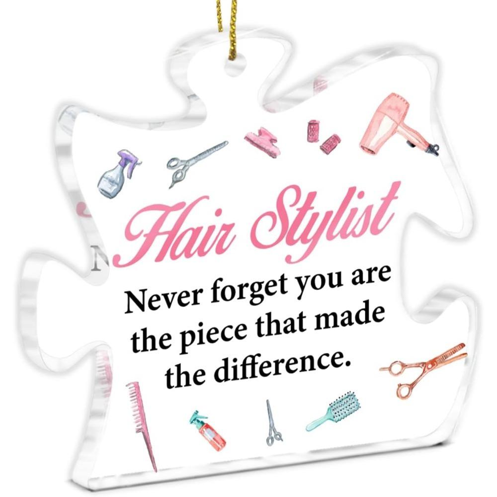 

Acrylic puzzle block gift for hairdressers, perfect for salon Christmas decor and thank-you presents. чистый