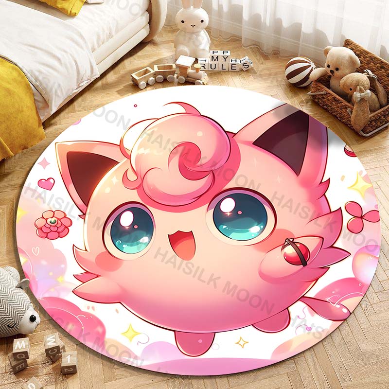 1 Pezzo Pokemon Jigglypuff Stampa Tappeto Rotondo Soggiorno Camera da Letto Tavolo e Sedia Divano Stanza dei Bambini Tappeto Decorativo Tappeto Potdemiel