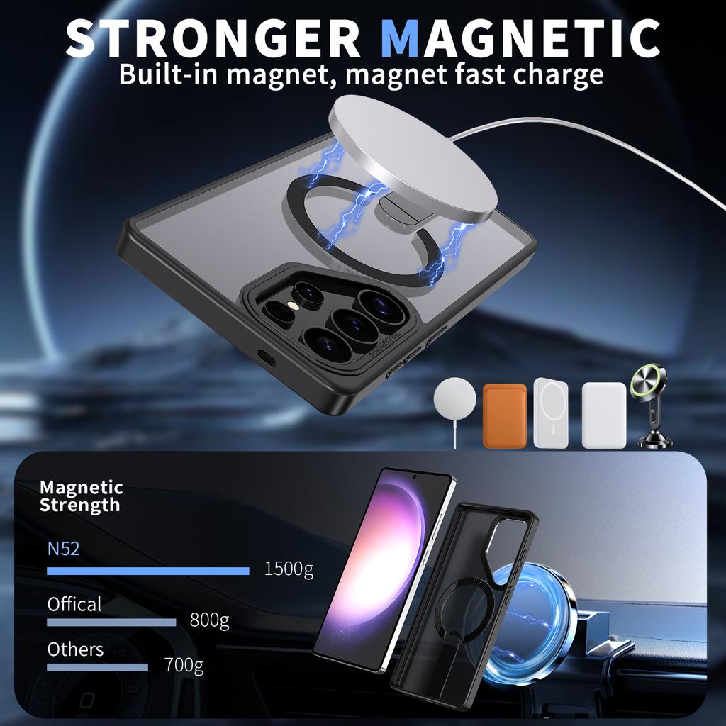 For Samsung Galaxy S25 Ultra Magnetic Case Kickstand TPU + Acrylic Phone Cover