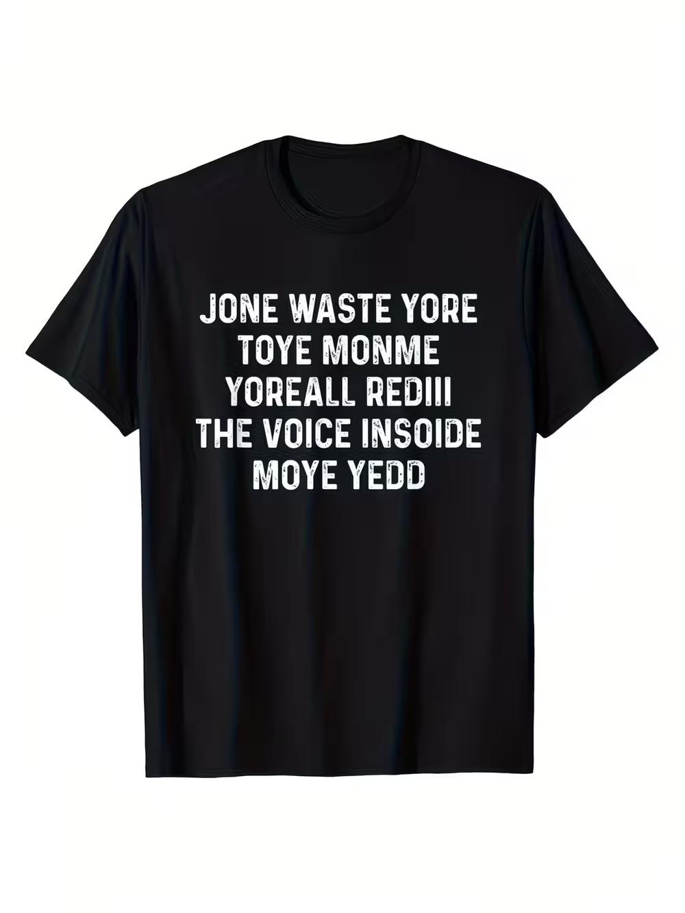 Men S Fun  Jone Waste Your Time  Graphic T-Shirt - Black Casual Short-Sleeve Tee with Bold White Text Print XXL