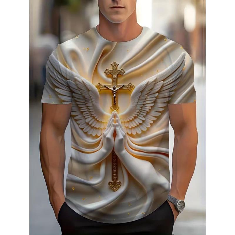 Men's Fashion 3D Printed Men's T-Shirt Round Neck Short Sleeve Trendy Street Wear