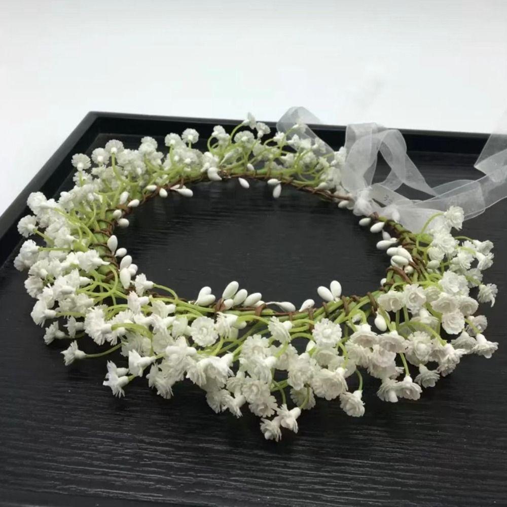Boho Style Floral Headband Simulated Flower Wedding Headpiece Bridal Wreaths  Seaside Vacation