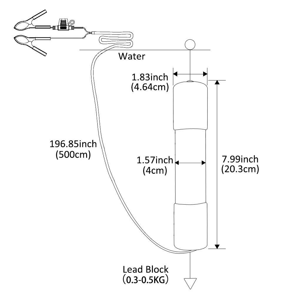 Portable Underwater Fishing Light 30W Submersible Boat Lamp Lures Finder Lamp  Salvage Operation