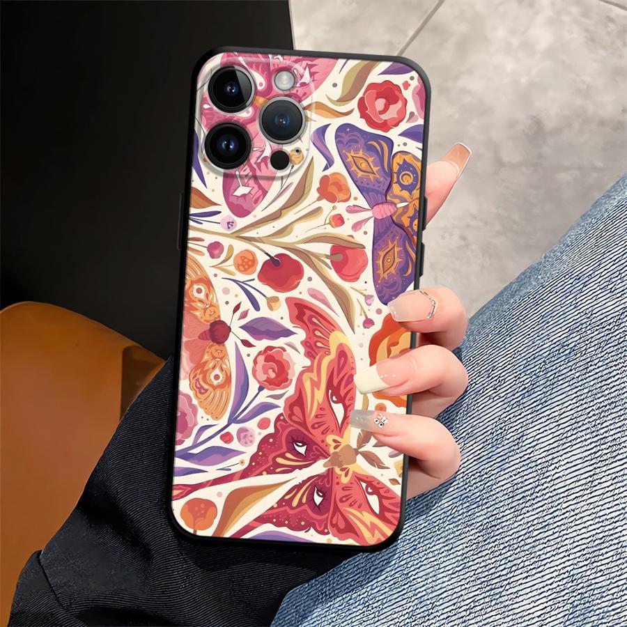 Case for Apple iPhone 17 Pro Max Air 12 15 Pro 7 8 XR XS MAX 13 14 16 11 Funda Phone Cover Cartoon Flower Butterfly