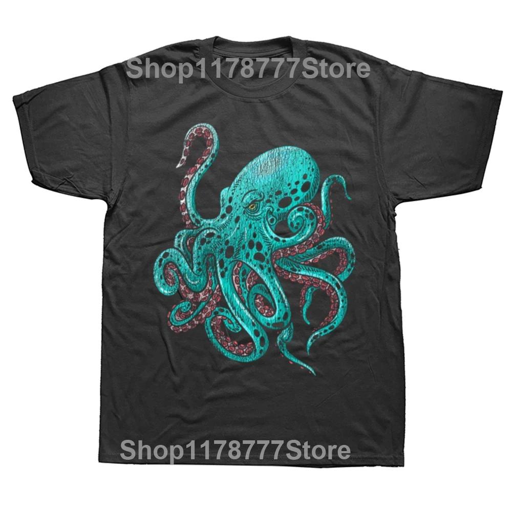 Marine Octopus Tshirt Octopus Species Diving Marine Round Neck Cotton Tshirt Summer Streetwear Casual T Shirt Unisex Tops Tees
