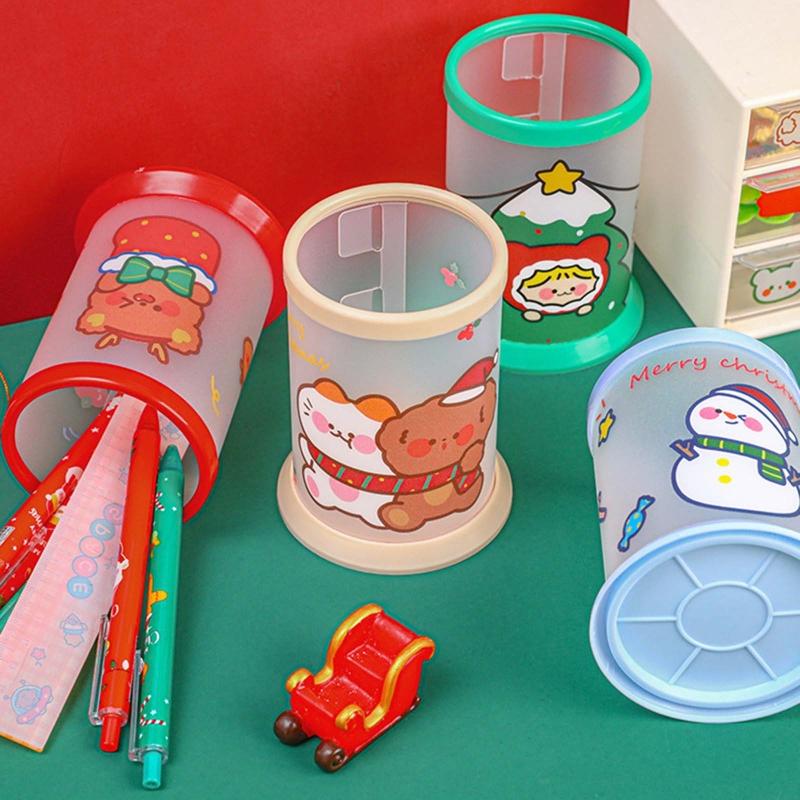 Christmas Pen Cup Paint Brush Holder Makeup Brush Organizer Holder Christmas Party Favors for Kids Boys Girls Students