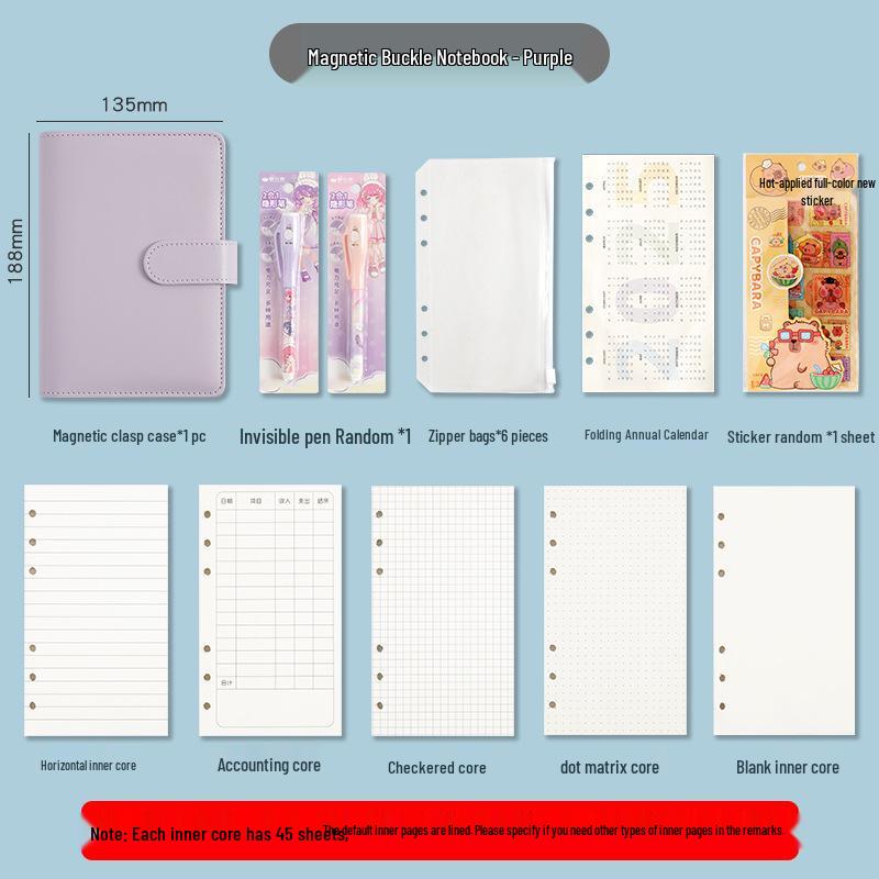 2025 A6 Password Lock Diary with Foldable Pages - Student Check-in & Storage Memo Book