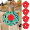 Universal Hummingbird Feeder Replacement 4PCS Parts, Simulated Red Flowers Shape, Durable Component Fit Silicone Waterproof Bird Accessories,