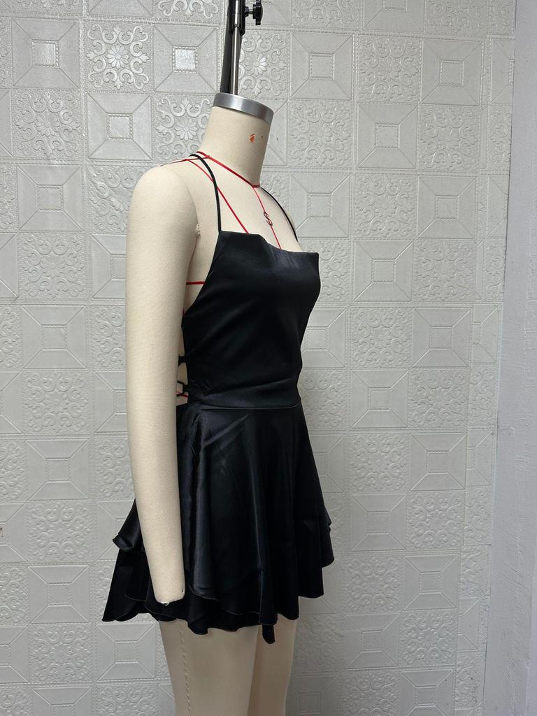 2025 Summer Sexy Pleated Backless Satin Camisole Dress for Women