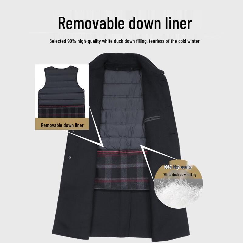 Luomon Men's Wool Blend Mid-length Overcoat