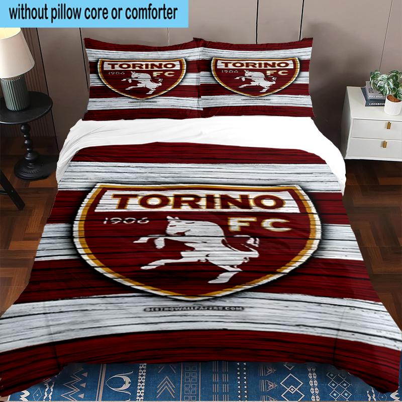 Torino Fc Crest Design Set Lenzuola 3 Pezzi Stampa 2D (Include 1 Copripiumino + 2 Federe Senza Imbottitura), Decorazione camera da letto, Regalo ventilatore