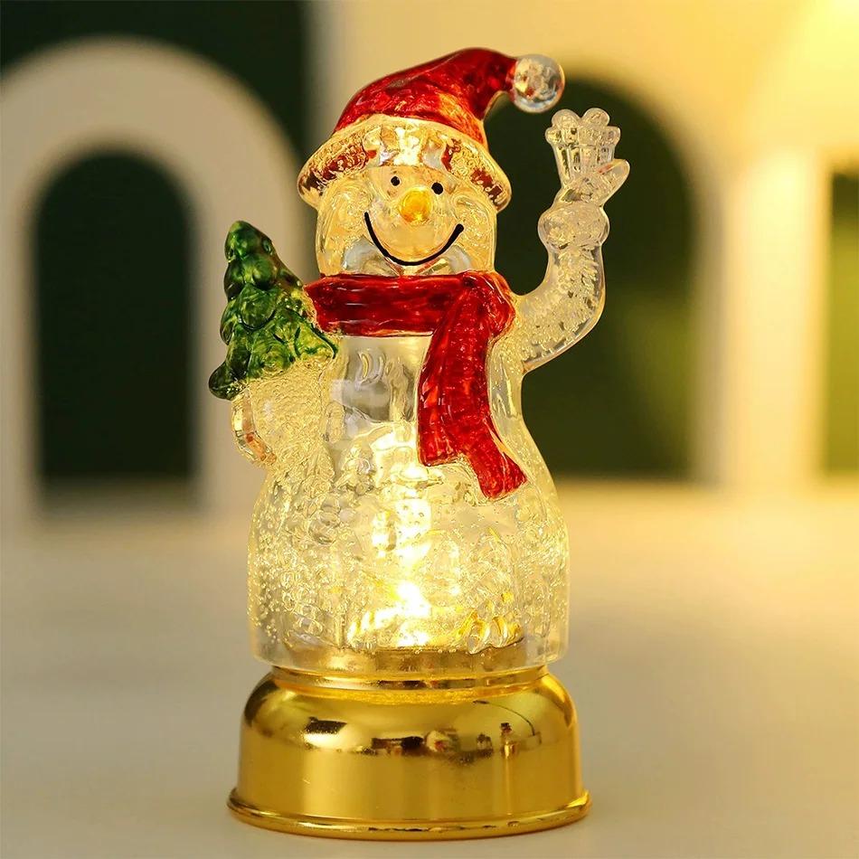 Christmas Decoration Snowman Night Light LED Tabletop Decor Cute Snowman Figurine for Holiday Gift Xmas Party Home Office Decor