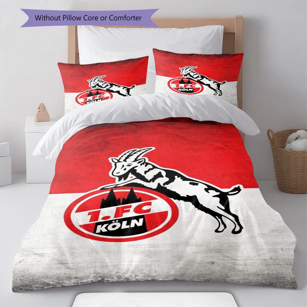 1. FC Köln Pattern Bedding Set Quilt Cover Pillowcase Home Decor Gift (1 * Duvet Cover + 2 * Pillowcase, Without Core)