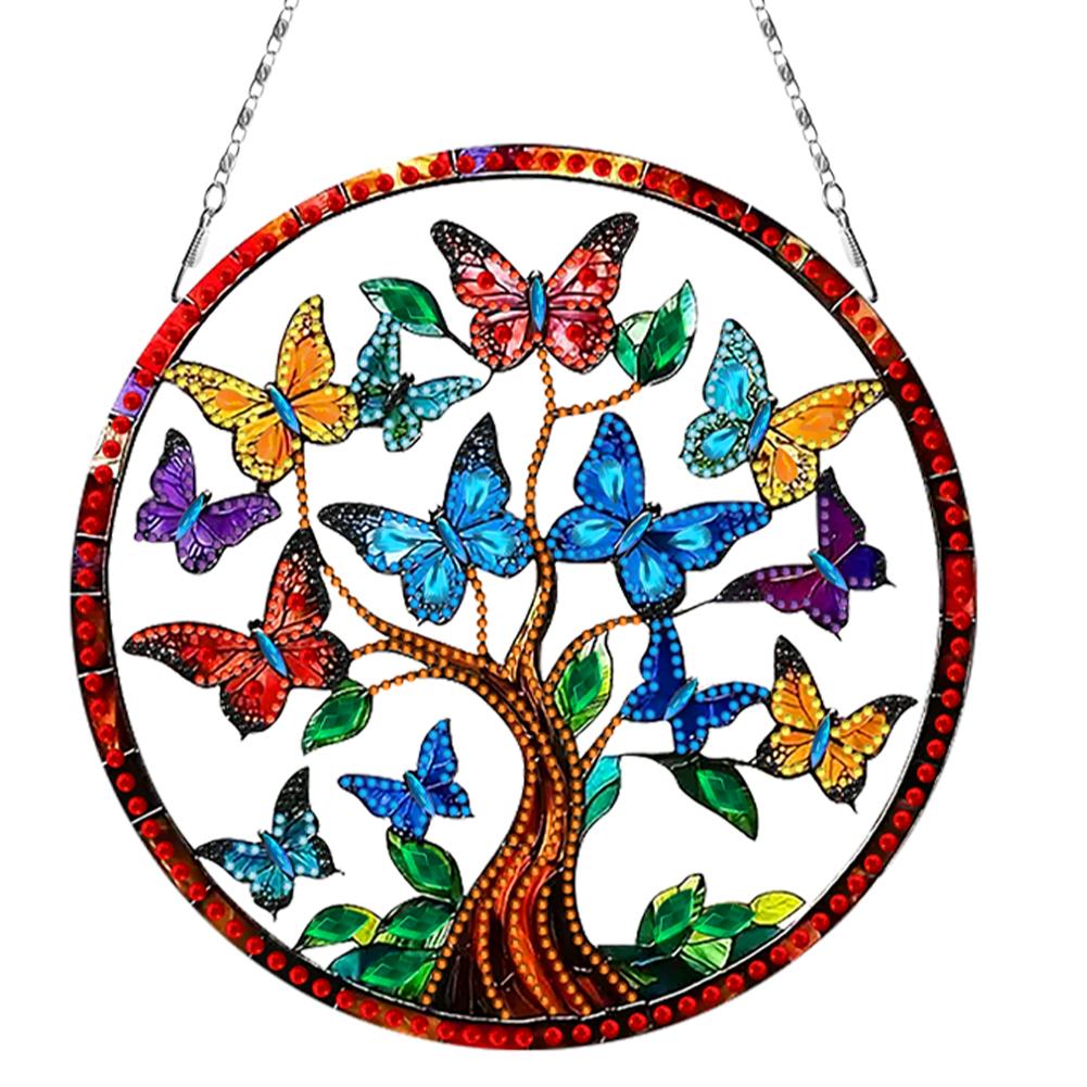 2D/Flat DIY Rhinestone Diamond Art Window Pendants Diamond Painting Set Double Side Print Single Dide Drill Wall Door Decoration