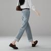 SOFSIL Women's High-Waist Lace-Trim Straight-Leg Jeans