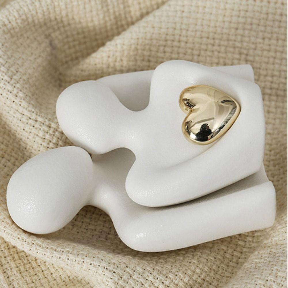 Ceramic Couples Embrace Statue Abstract Miniatures Figurine People Love Sculpture  Living Room