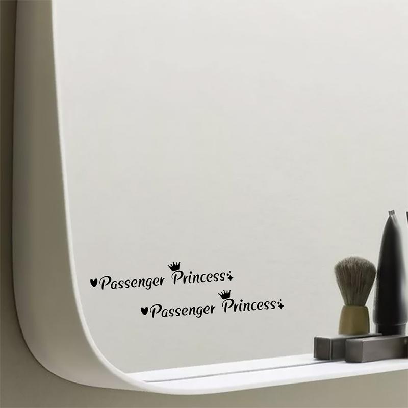 3Pc/Sheet Transparent Passenger Princess Hello Beautiful Hello Gorgeous Rearview Mirror Decal Car Ornament Car Mirror Sticker