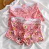 Men's Pink Cartoon Print Cotton Boxer Briefs - Mid-Waist, Breathable and Trendy