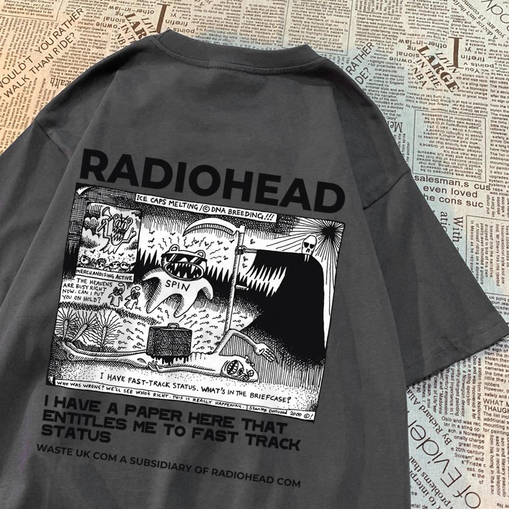 Radiohead North America Tour Rock Boy T-Shirt Men Women Hip Hop Breathable Clothing Breathable Loose T-Shirts New Cotton Tshirt