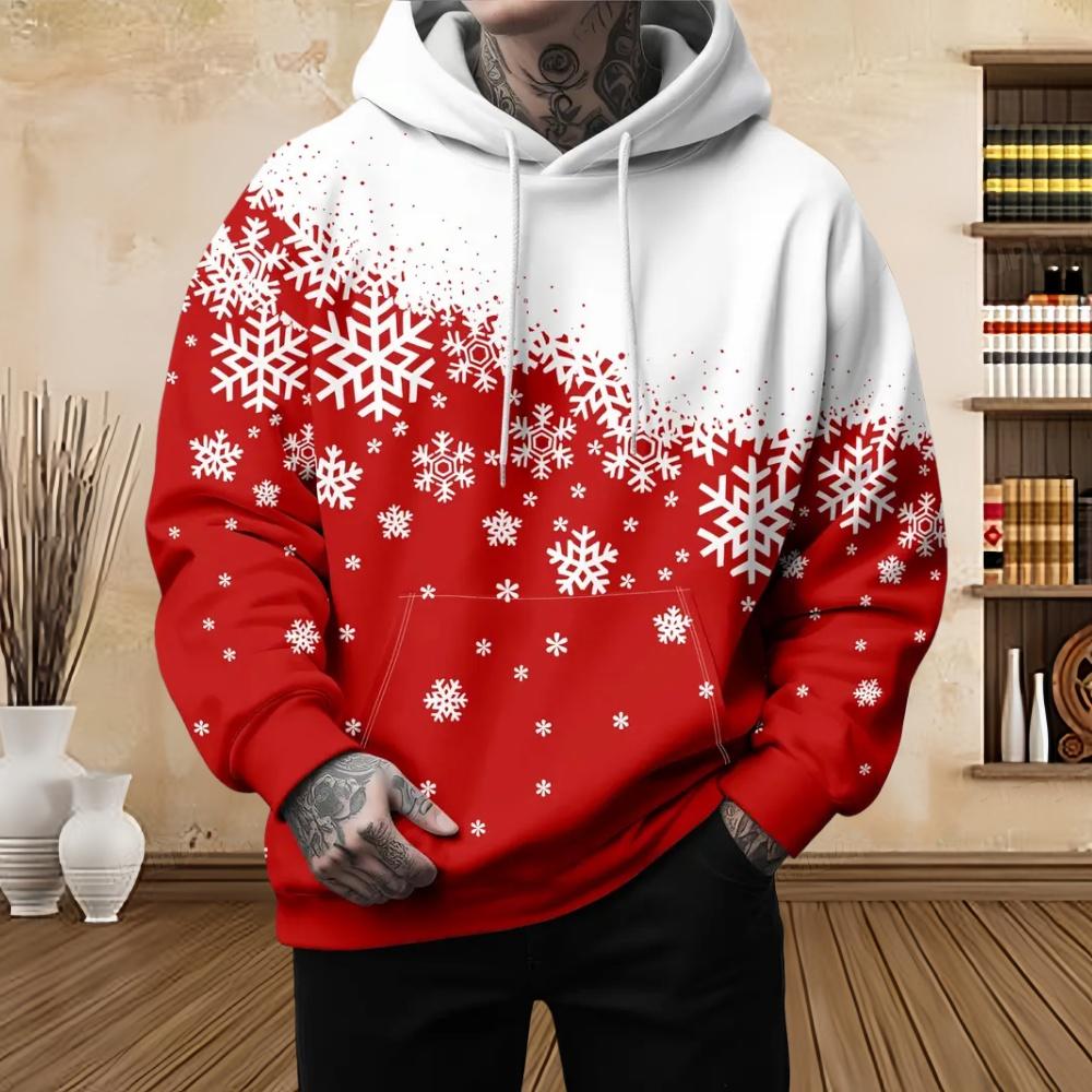 Men's Fashion Christmas Skull Tree Pattern 3D Print Long Sleeve Hoodie Sweatshirt Large Pocket Pullover Oversize Sweatshirts Top