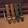 WOCCI Genuine Leather Watch Calf Replacement Buckle Band, 20mm, Leather, Strap, Brown/Silver