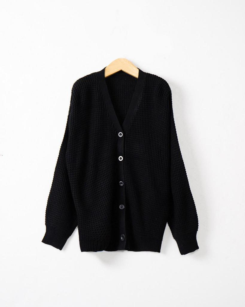 Women's Single-Breasted Knit Cardigan - Loose-Fit Autumn/Winter Style