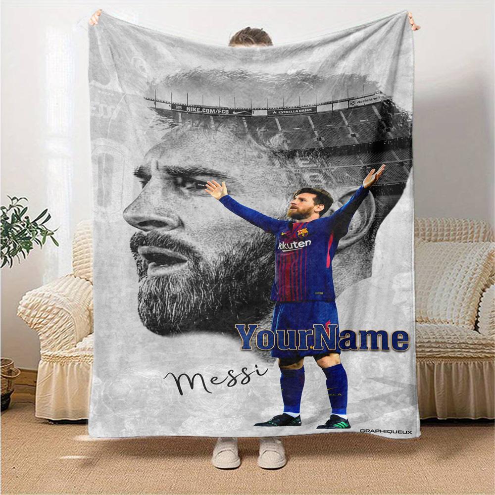 Messi Customize Text Blanket Lightweight Customizable Blanket Warmthful Decor Throw For Picnics Living Room Chair Sofa All-Season Use