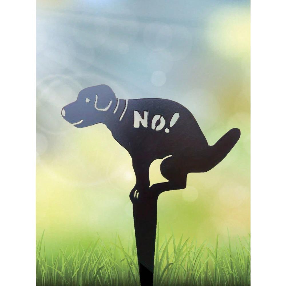 Puppy Iron Art Garden Stake, Outdoor Solid Color Lawn Ornament, Easy Install