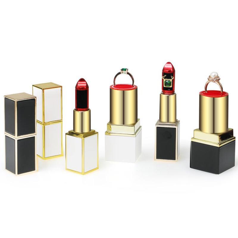 Portable Mini Lipstick Jewelry Packaging Box Rotating Ring Storage Boxes Creative Pendant Organizer Box Wedding Gift Boxes