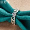 925 Sterling Silver Round AAA Zircon Letter V Ring Fashion Wedding Jewelry