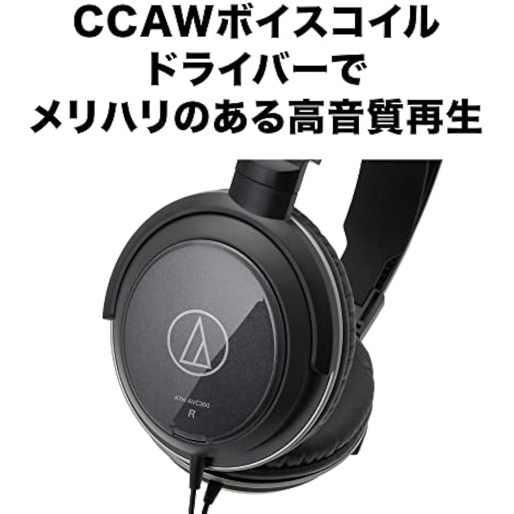 Audio-Technica ATH-AVC300 Headphones, Wired, 3m Cable, 6.3mm Standard/3.5mm Mini Connectors, Black