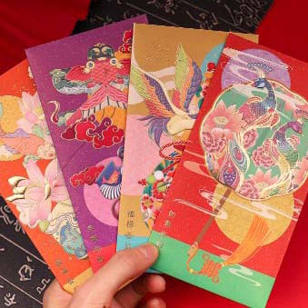 6Pcs/set Spring Festival Supplies Red Envelope Chinese New Year Decorations Luck Money Bag  Wedding