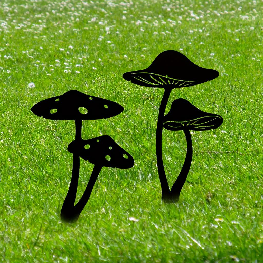 1 Stück Metall Pilz Gartenstecker Metall Pilz Silhouette Statue Dekoration Außendekoration Rasendekoration
