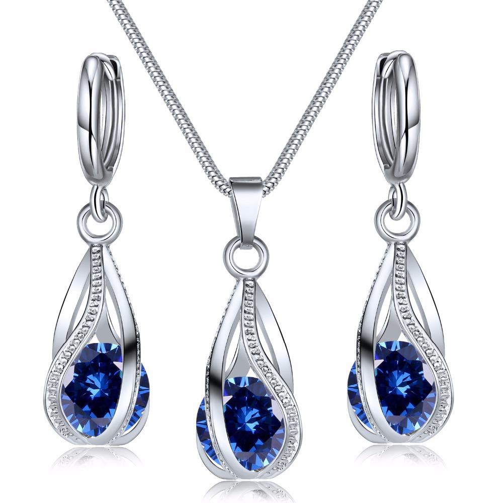 Set di gioielli con orecchini pendenti con collana e goccia di cristallo per le donne, matrimonio, matrimonio, regalo di Halloween