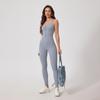Nude Feel Quick-Dry Zipper Yoga Jumpsuit for Outdoor Fitness & Running