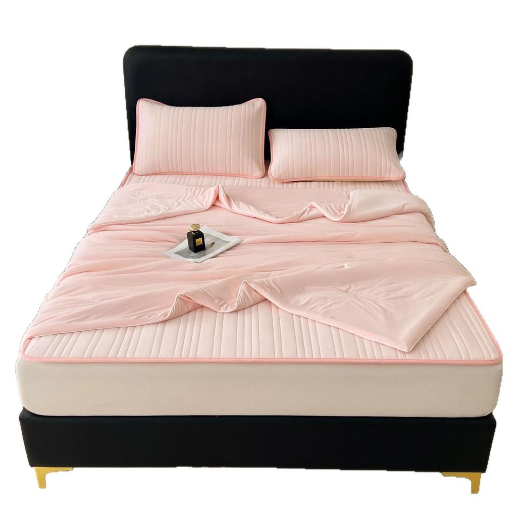 Spandex Ice Silk Cool Touch Bed Mat & Summer Quilt 4-Piece Set