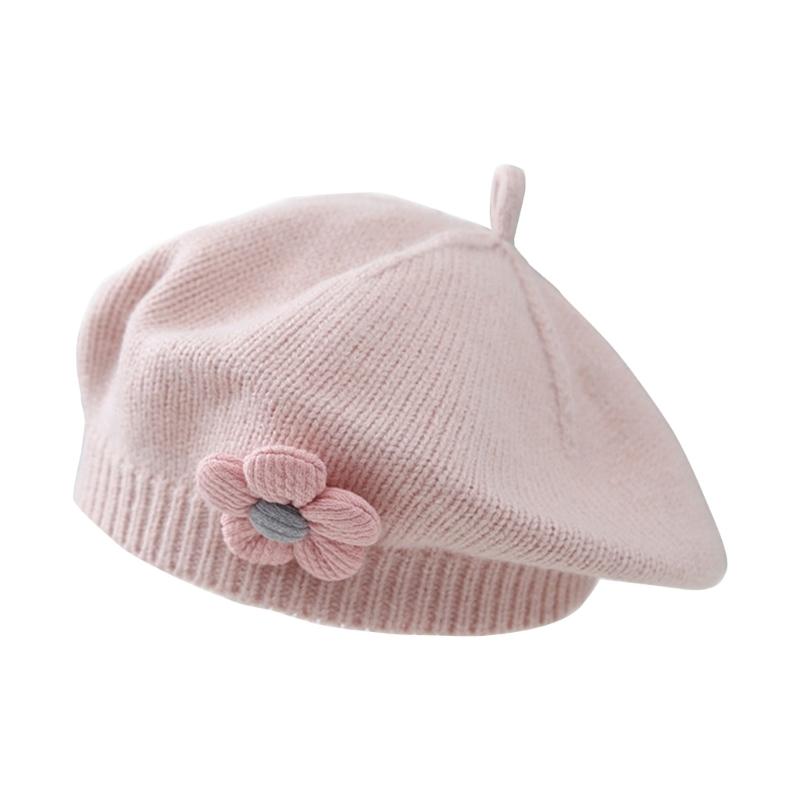 Winter Toddlers Beret Princess Girls Warm Hat Lovely Knitted Caps Windproof Hats Baby Stylish Bonnet for Infant 6M-4T