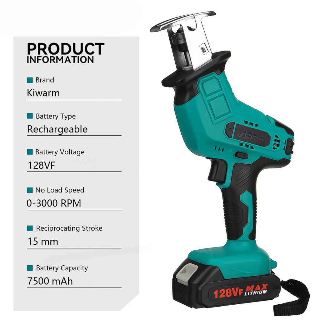 Cordless Electric Reciprocating Saw 128VF Li-ion Battery Saber Saw Variable Speed Metal Wood Cutter Tool for 18V Battery New