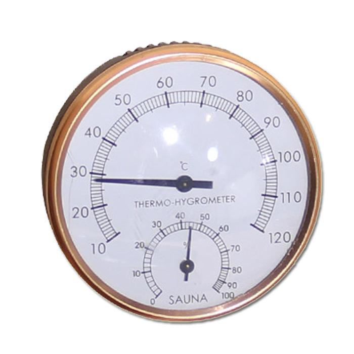 Gold Rimmed Stainless Steel Sauna Thermo-Hygrometer Thermometer Single Thermo-hygrometer
