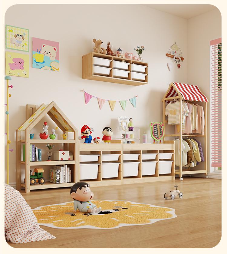 Children's Wooden Toy Storage Rack & Shelf Organizer