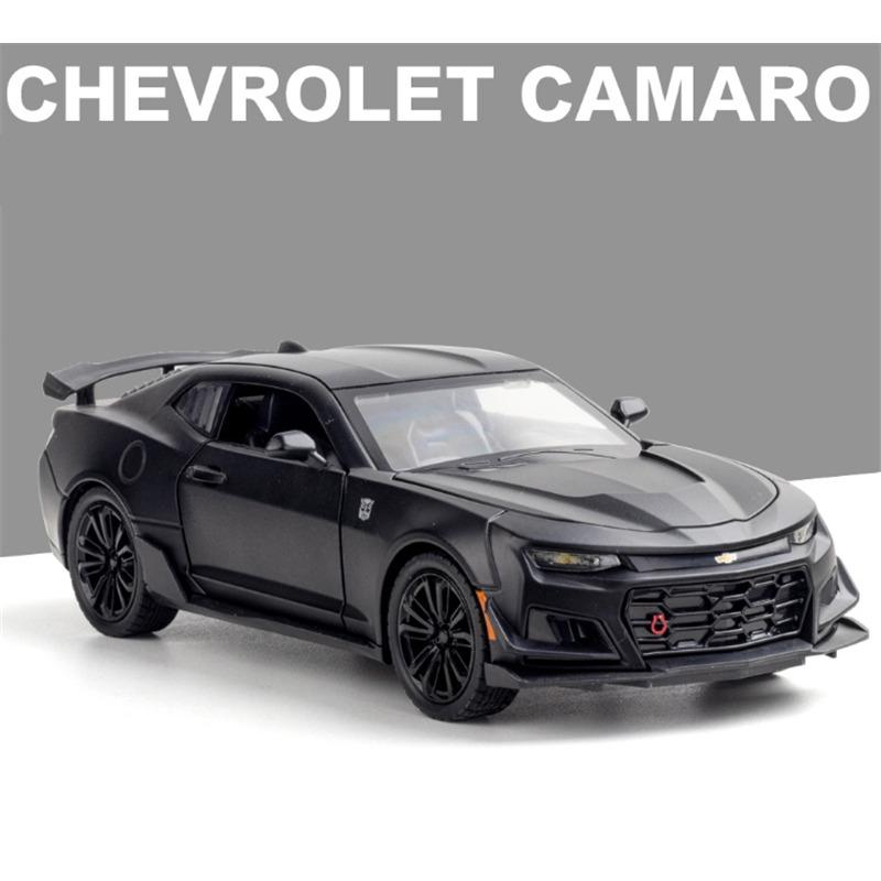 1/24 Alloy Die Cast Chevrolet Camaro Sports Car Model Toy Vehicle Simulation Sound Light Pull Back Collection Toys for Children Gifts