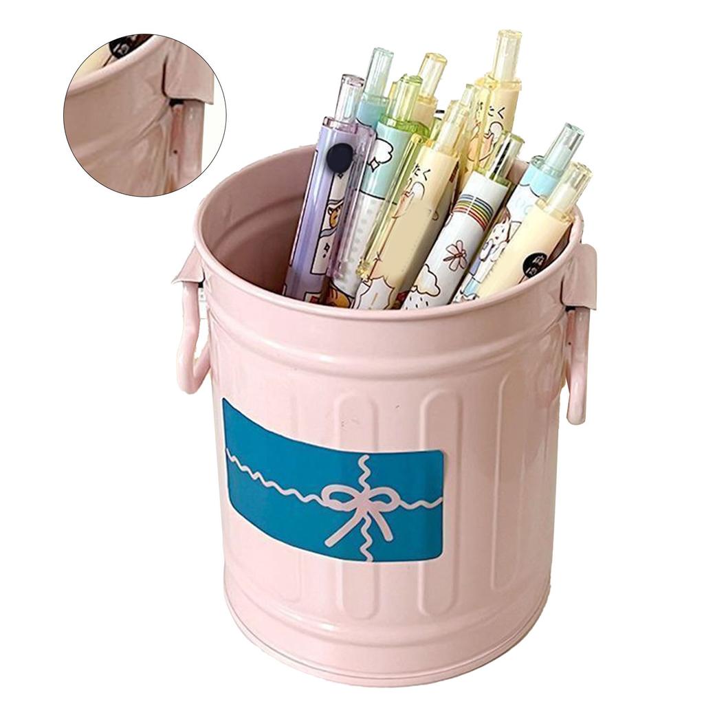 Pen Holder Metal Large Capacity Cute Practical Office Desk Pencil Holder for Study Classroom Pink Free Size