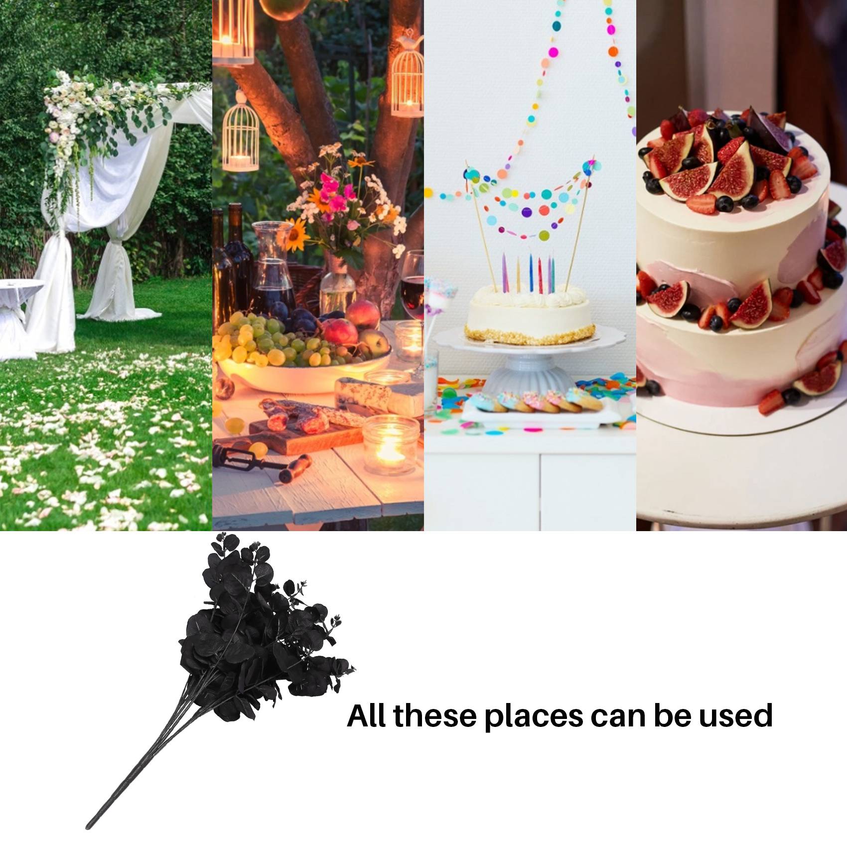 

Good-20 Heads Artificial Black Eucalyptus Fake Flower Plant Wedding Party Decoration чорний