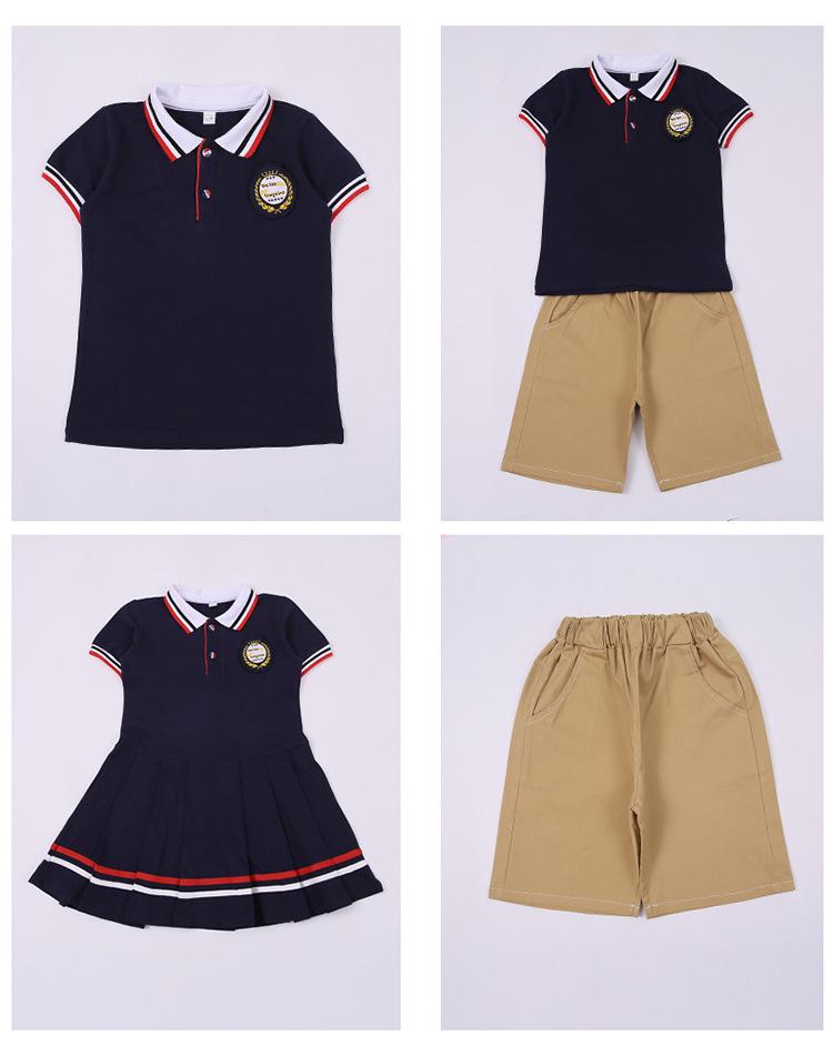 British Academy Style Summer Kindergarten Uniform: Pure Cotton Short-Sleeve Set with Shorts and Skirt