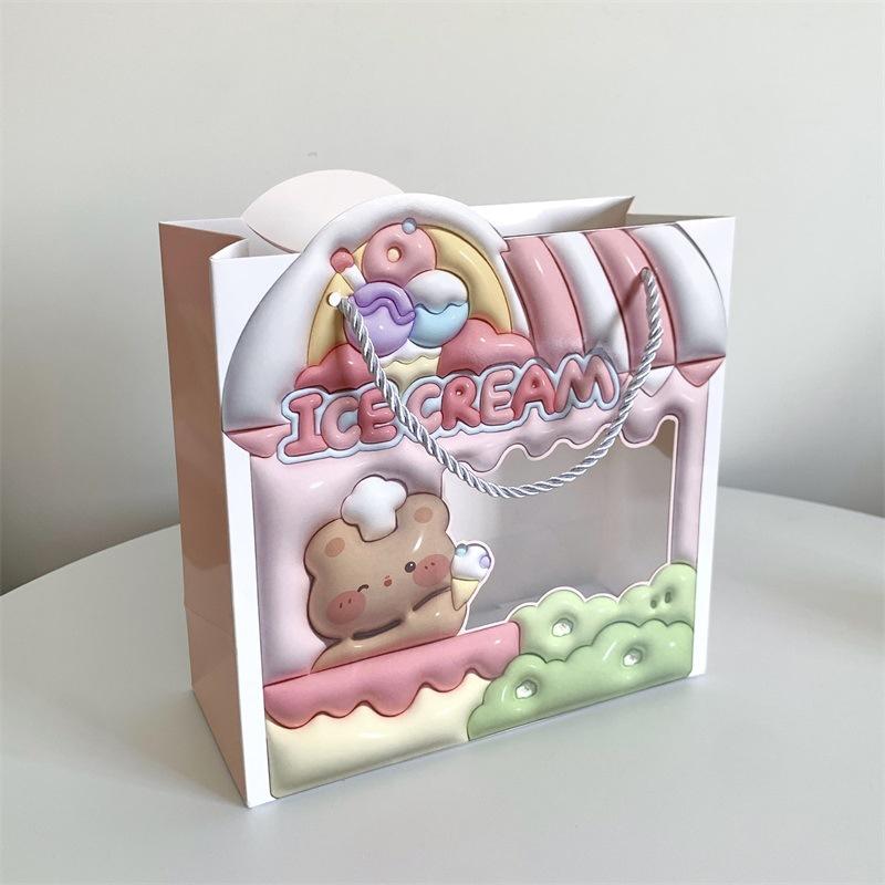 

Милый мультяшный медведь подарочный пакет День защиты детей сумочка милый креативный пакет на день рождения пакет для десертов из кондитерской розовый