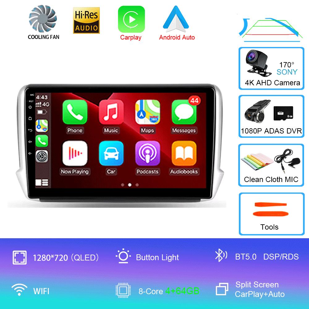 Car Radio Android 14 Carplay For Peugeot 2008 208 Multimedia System 2012 - 2018 Navigation GPS Multimedia Player WiFi+4G Stereo