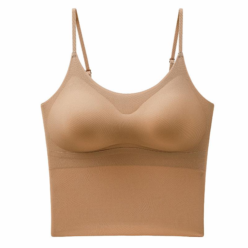 Women Sexy U Neck Backless Fixed Cup Camisole Top For Inner And Outer Wear